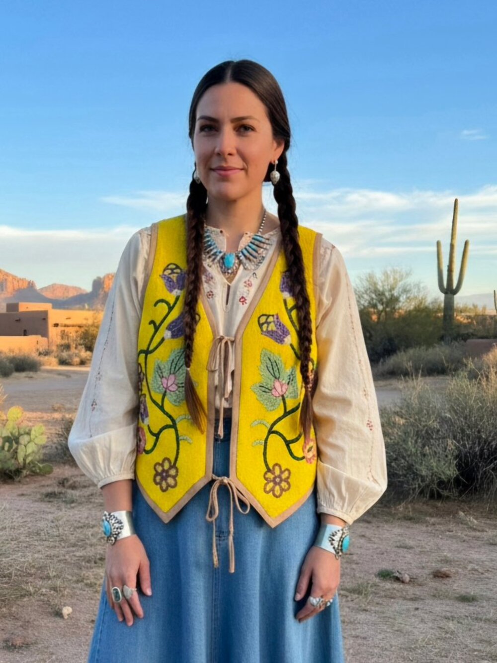 Gorgeous Vintage DD Ranch Floral Beaded Vest